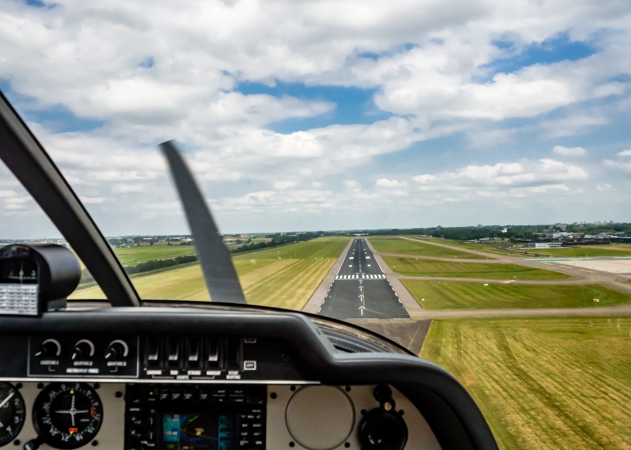 Plane landing on a runway